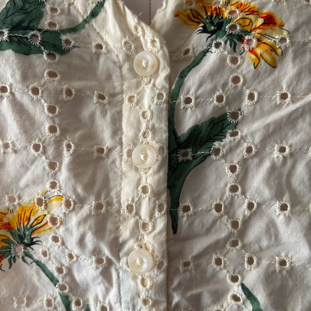 Madewell Ivory Eyelet Blouse with Sunflower Print - Picture 3 of 7